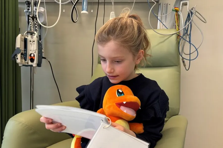 Et barn som ser på bilder