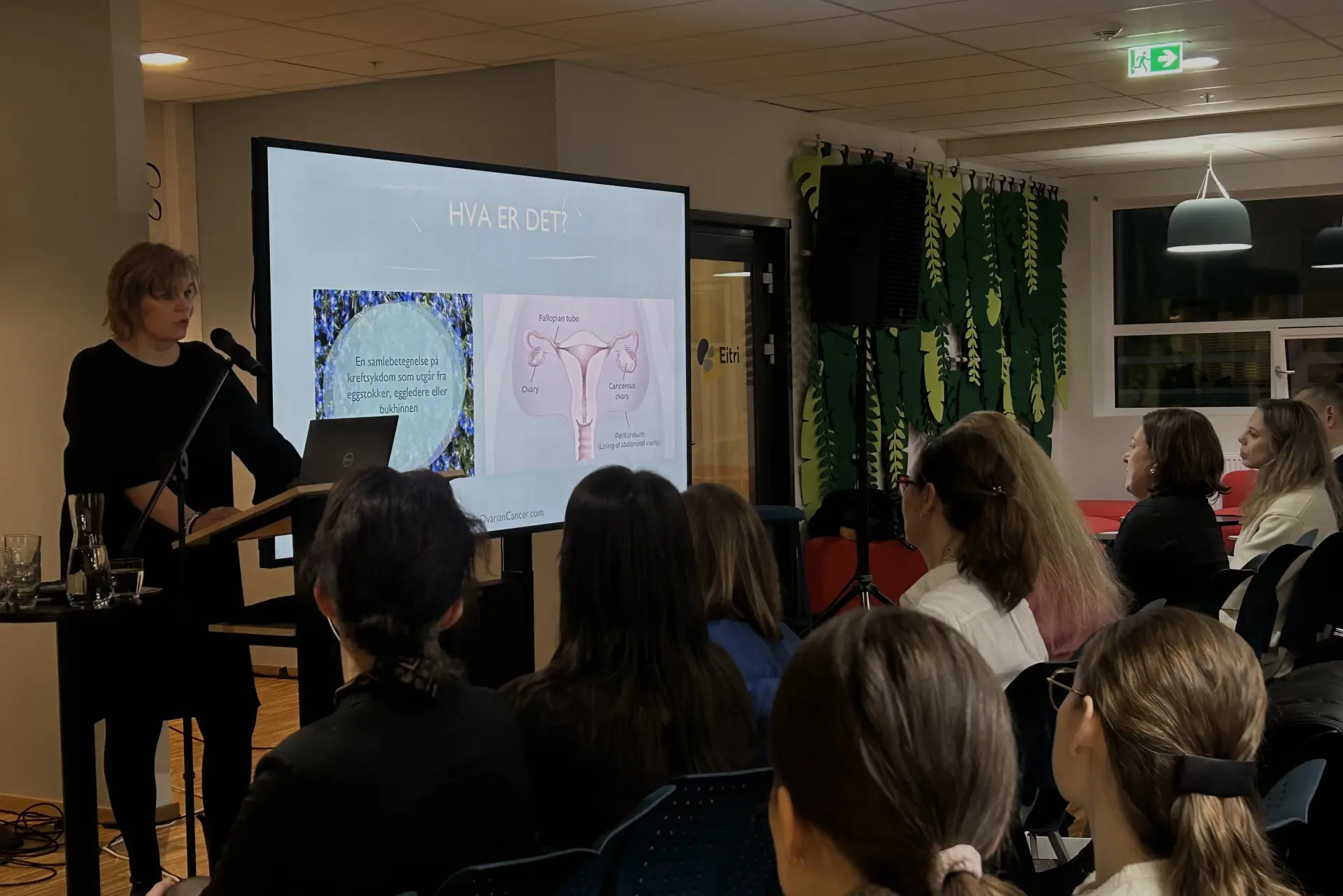 En person som holder en presentasjon for en gruppe mennesker