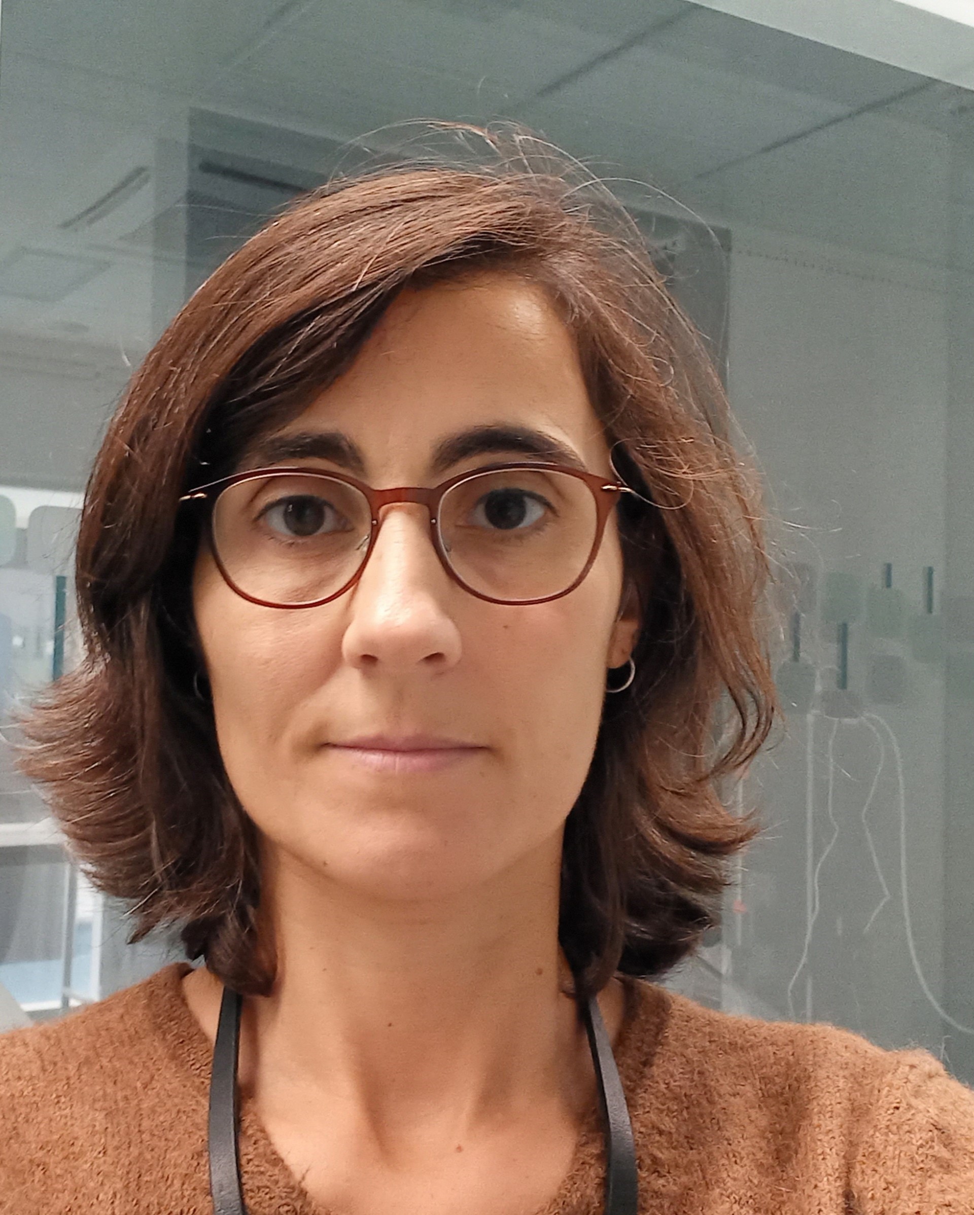 A woman wearing glasses