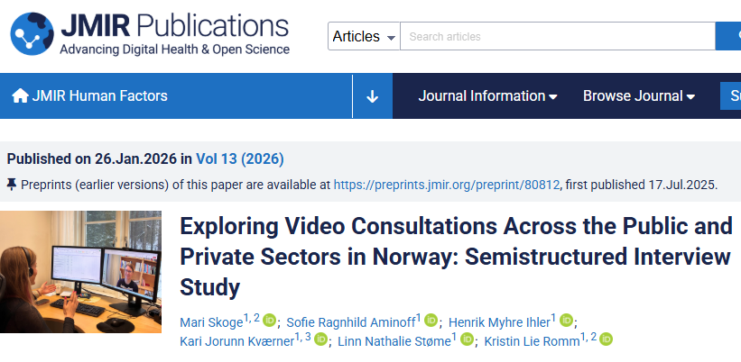 Publisert artikkel i JMIR
