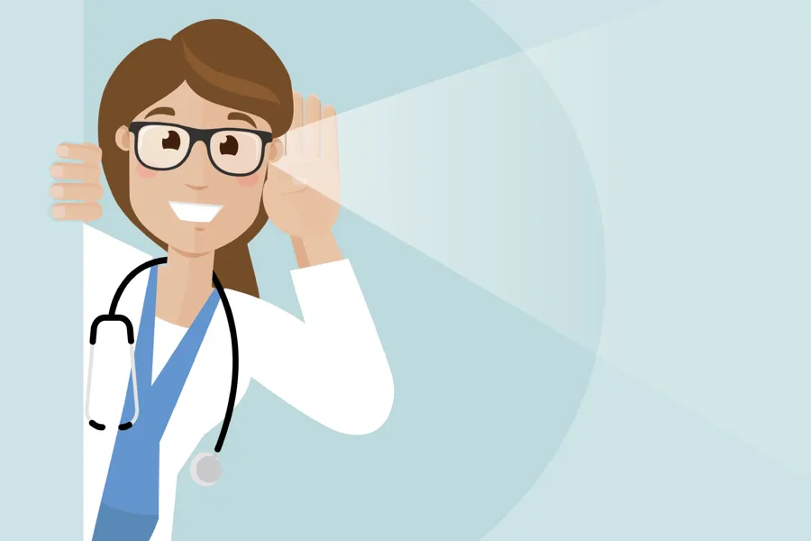 Illustrasjon lege som lytter