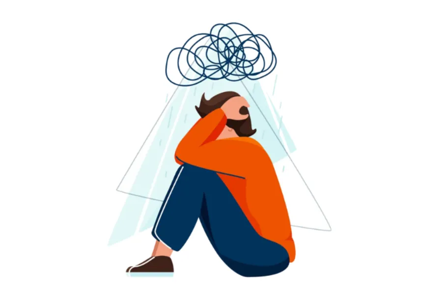 En person i oransje dress