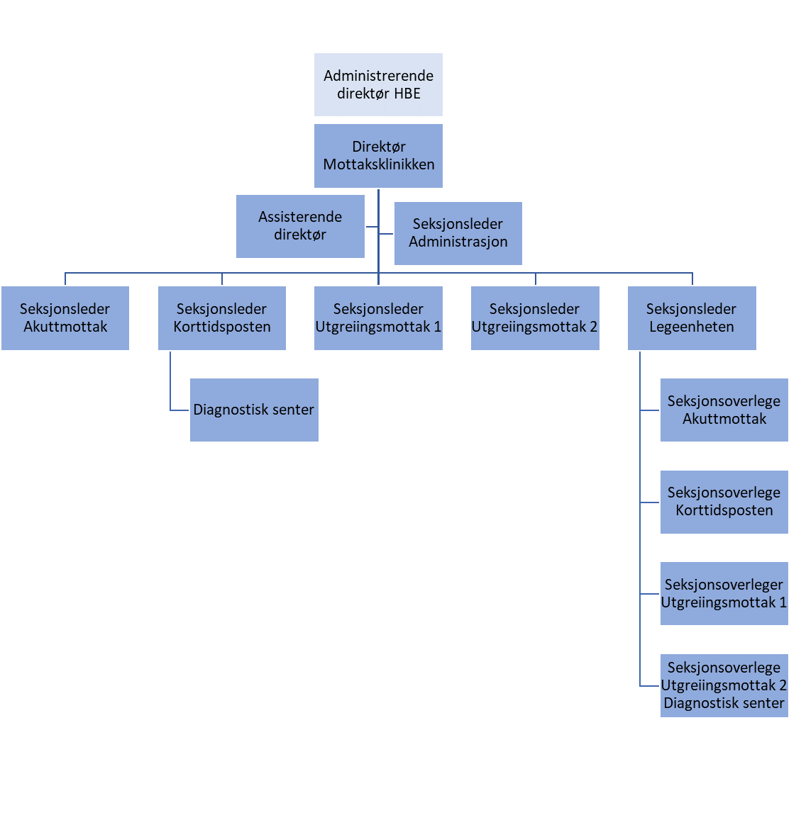 En illustrasjon som viser organiseringen av Mottaksklinikken
