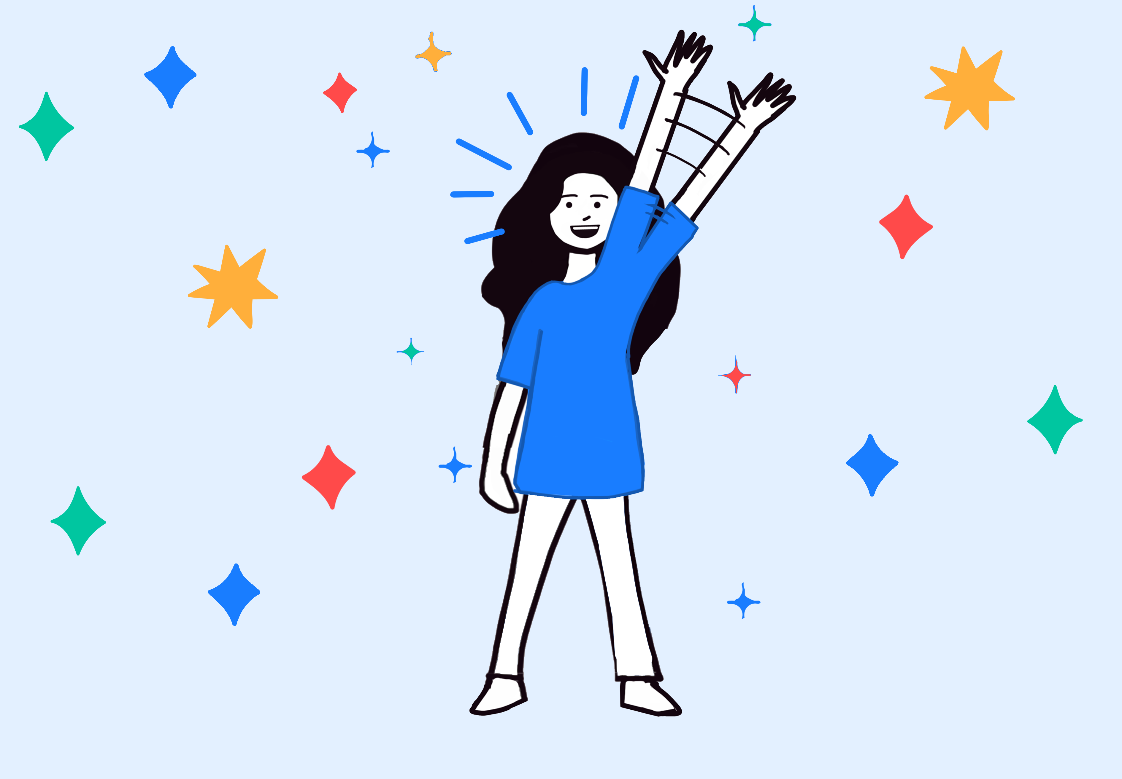 Tegning av en jente som vinker