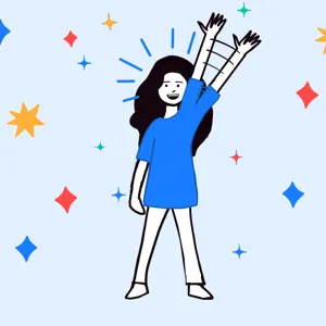 Tegning av en jente som vinker