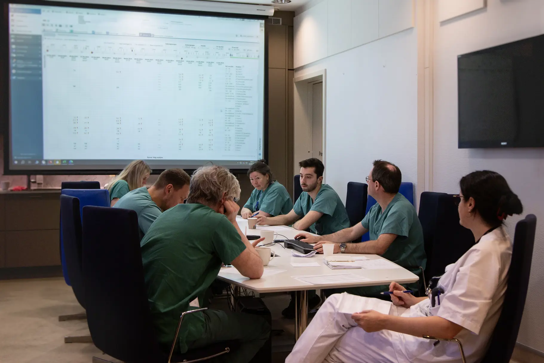 Previsitt på Intensiv der alle intensivlegene er samlet sammen med ansvarsvakt, ansvarlig sykepleier