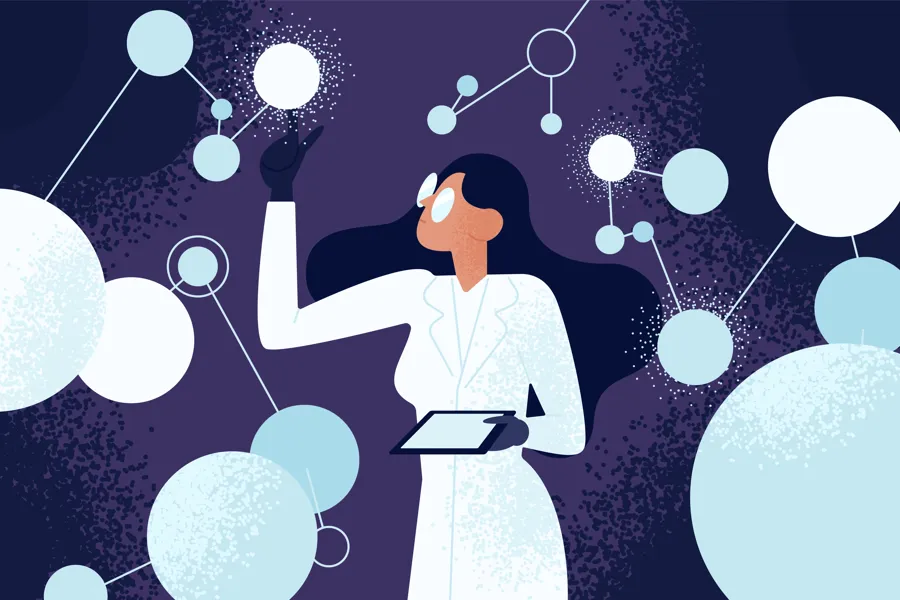 Illustrasjon dame forsker