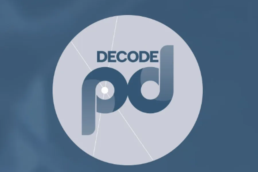 En logo med blå bakgrunn