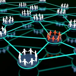 Illustrasjon av mennesker i et nettverk