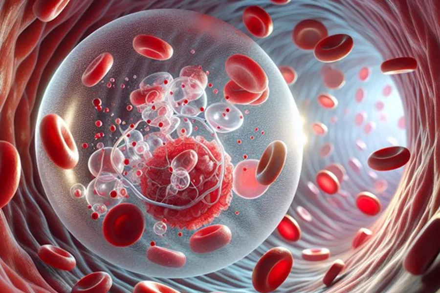 En glassbolle med rød væske