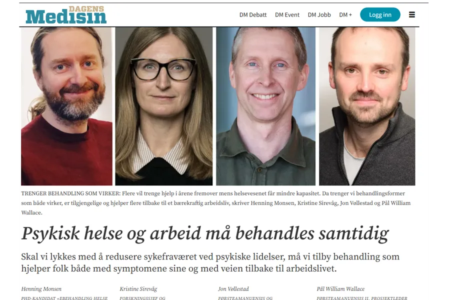 Forskere ved Solli DPS har publisert kronikk i Dagens Medisin