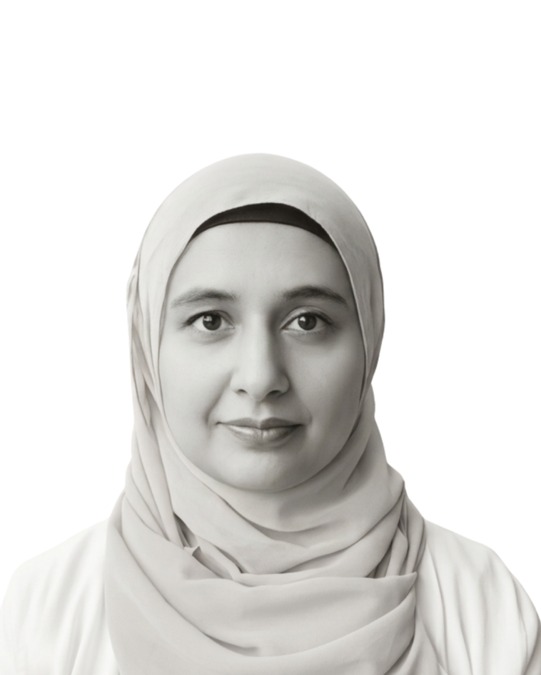 A person wearing a white head scarf