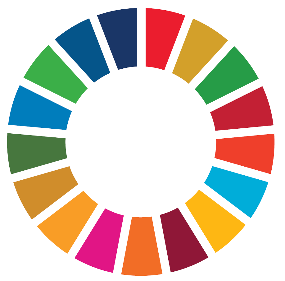 Illustrasjon av en sirkel med seksjoner i mange forskjellige farger