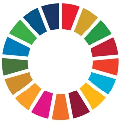 Illustrasjon av en sirkel med seksjoner i mange forskjellige farger
