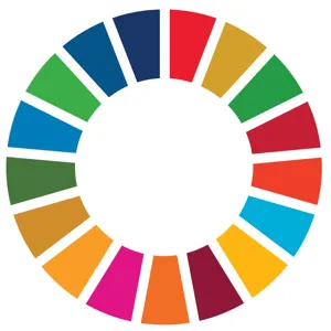 Illustrasjon av en sirkel med seksjoner i mange forskjellige farger