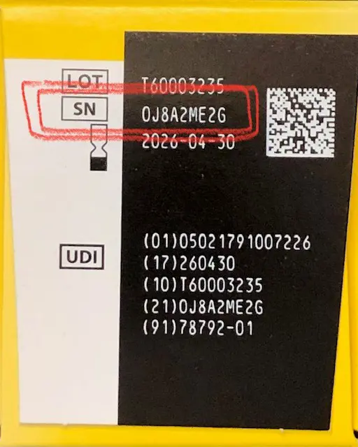 Serienummer på eske