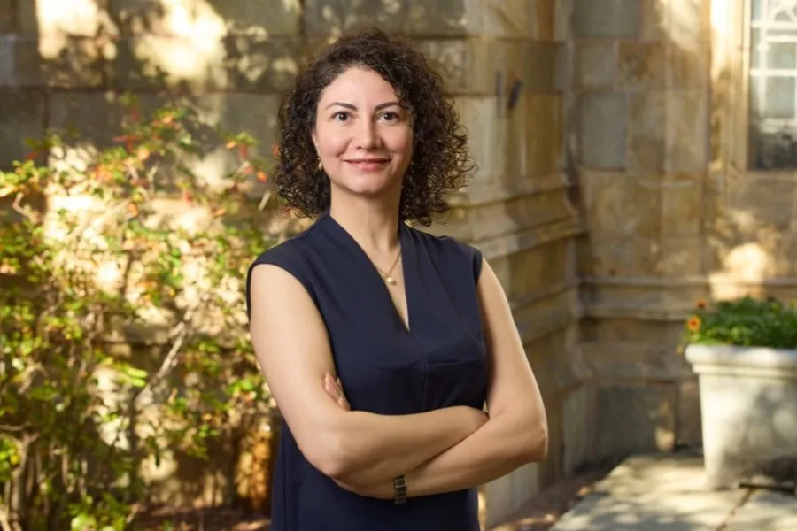 A woman with curly hair