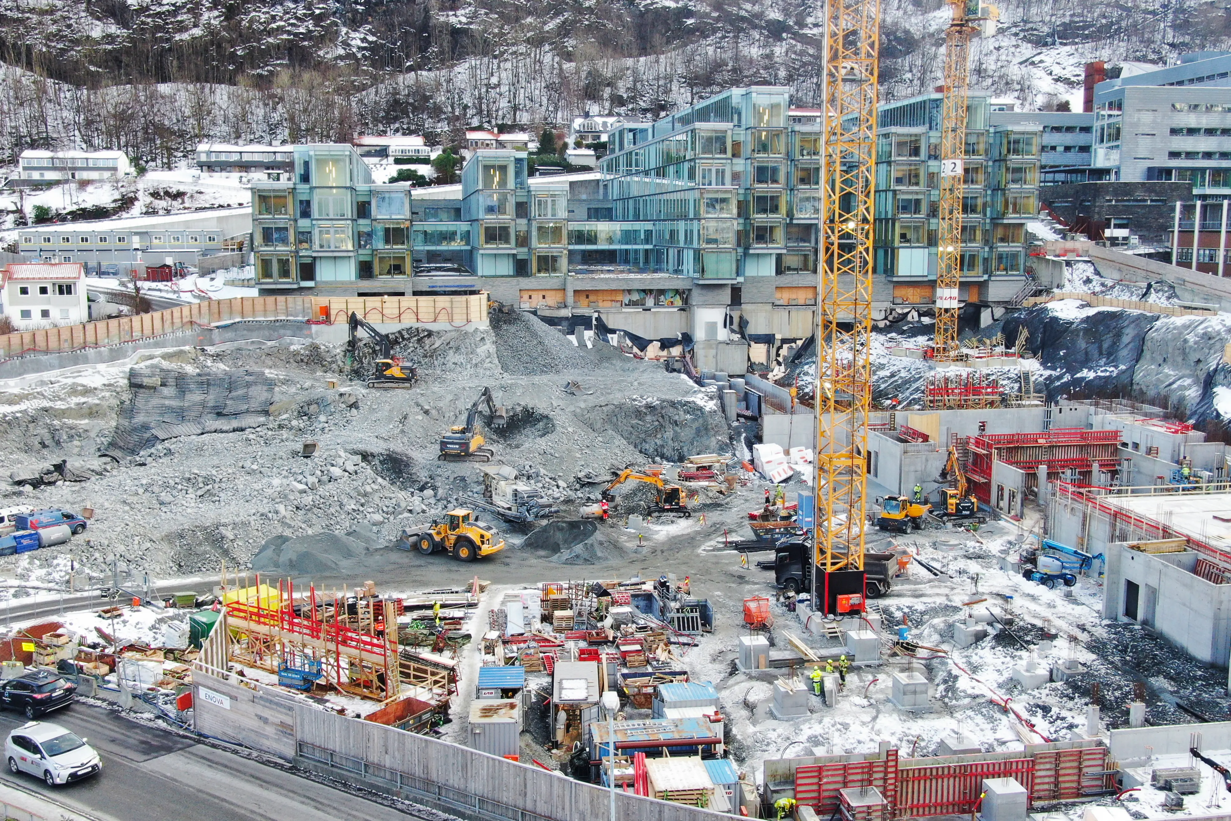 Oversiktsbilde byggeplass nord for Sentralblokka. Foto