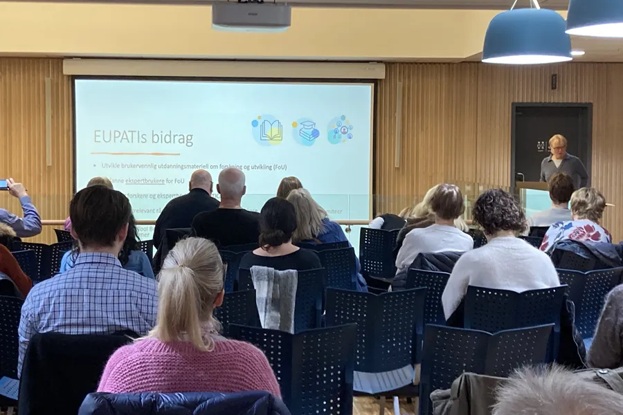 Ein person som held ein presentasjon for eit publikum