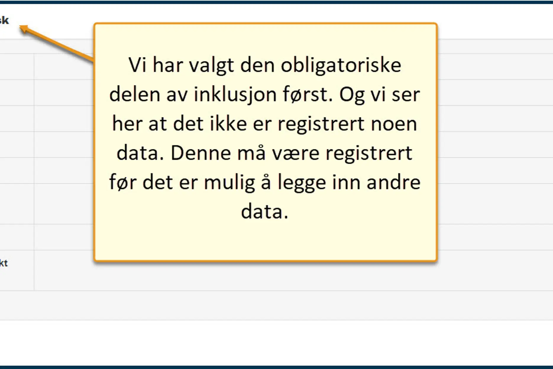 Viser skjermbilde fra inklusjon