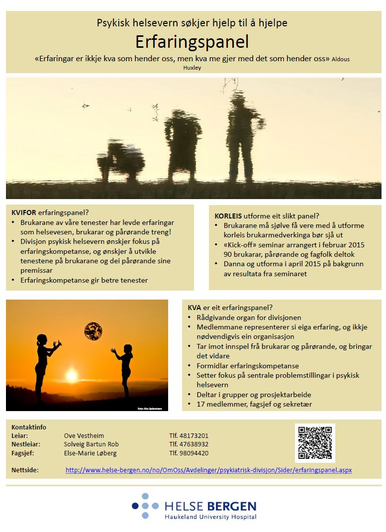 Plakat for erfaringspanel. Grafisk illustrasjon