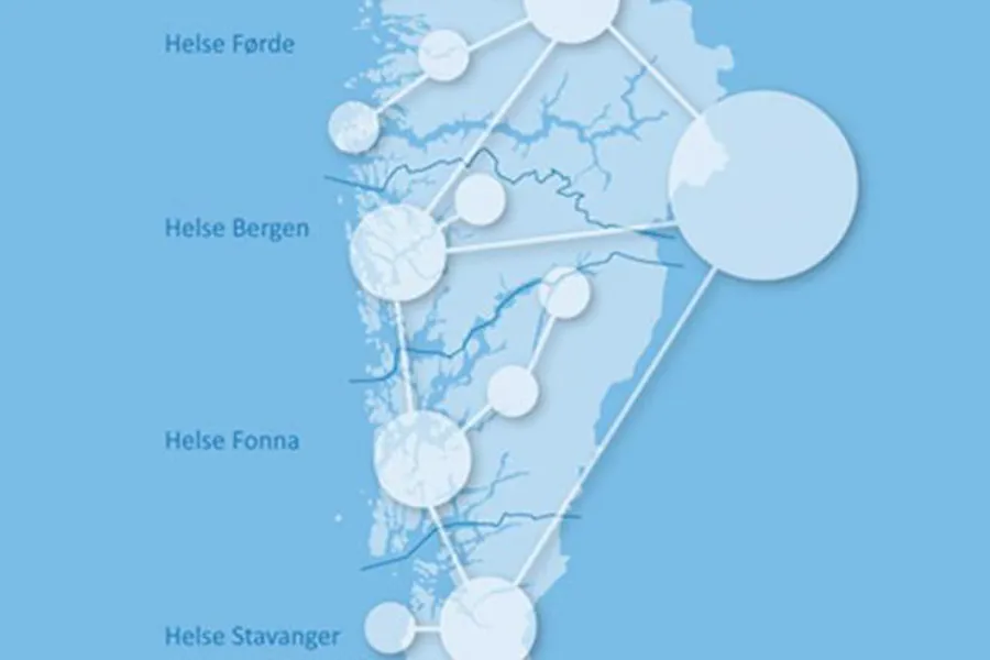 kart over helseregion vest og lokale helseforetak