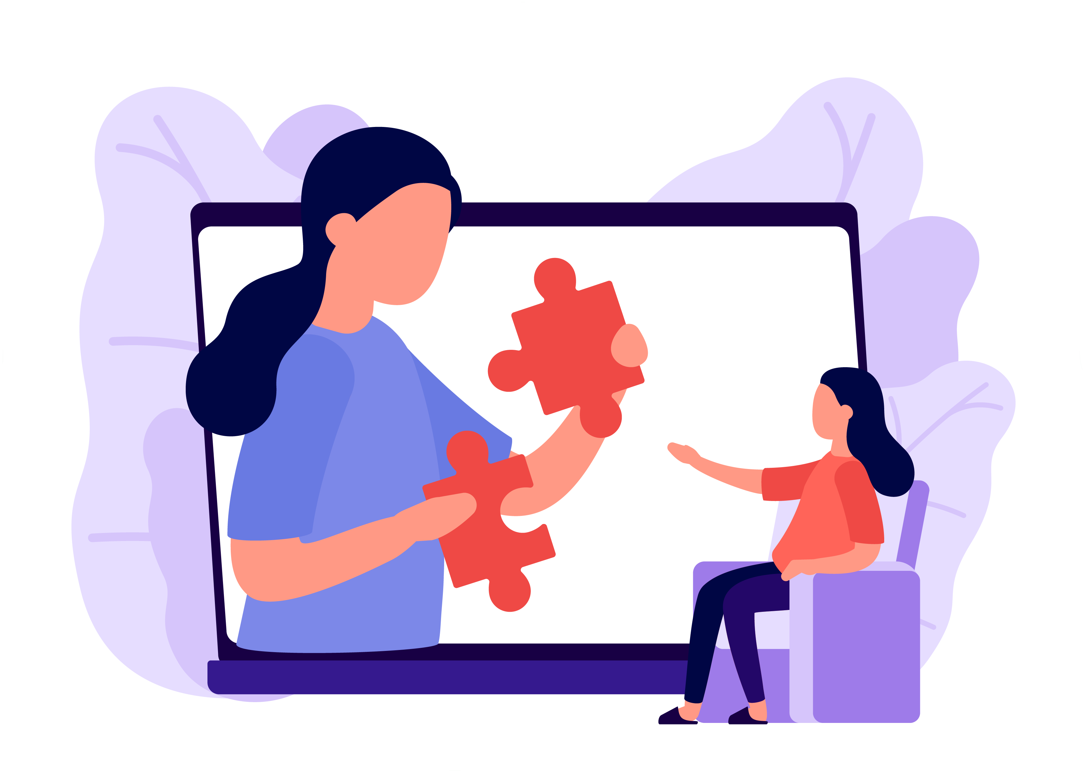 Illustrasjon person og terapeut