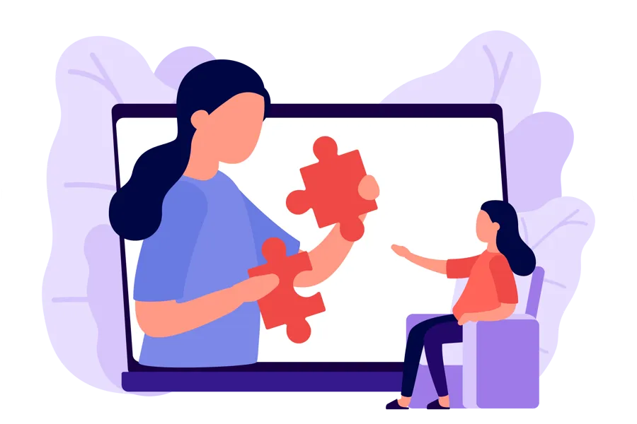 Illustrasjon person og terapeut