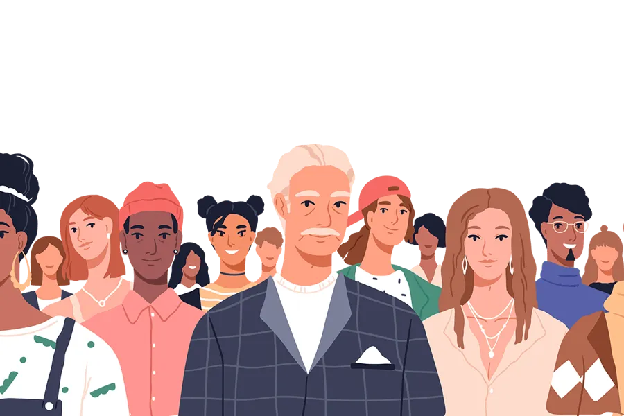 Illustrasjon gruppe mennesker