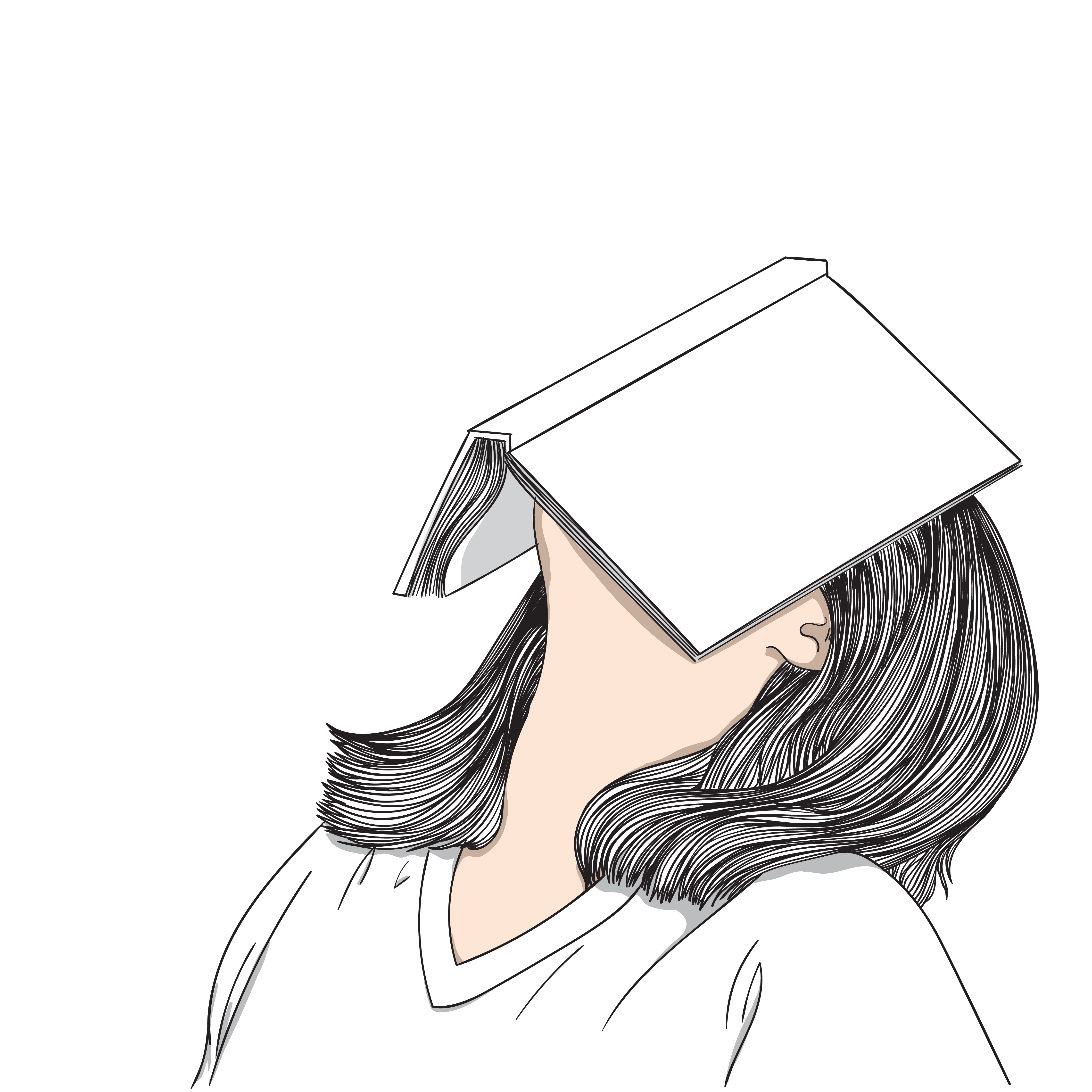 Illustrasjon dame kjeder seg med bok liggende over ansiktet.