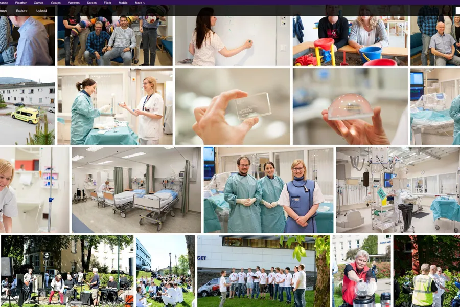 Montasje av ulike bilder fra sykehusmiljø. Foto