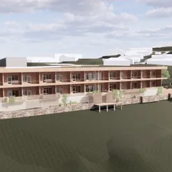 Arktiekttegning av Nye Rehabiliteringsklinikken på Nordås