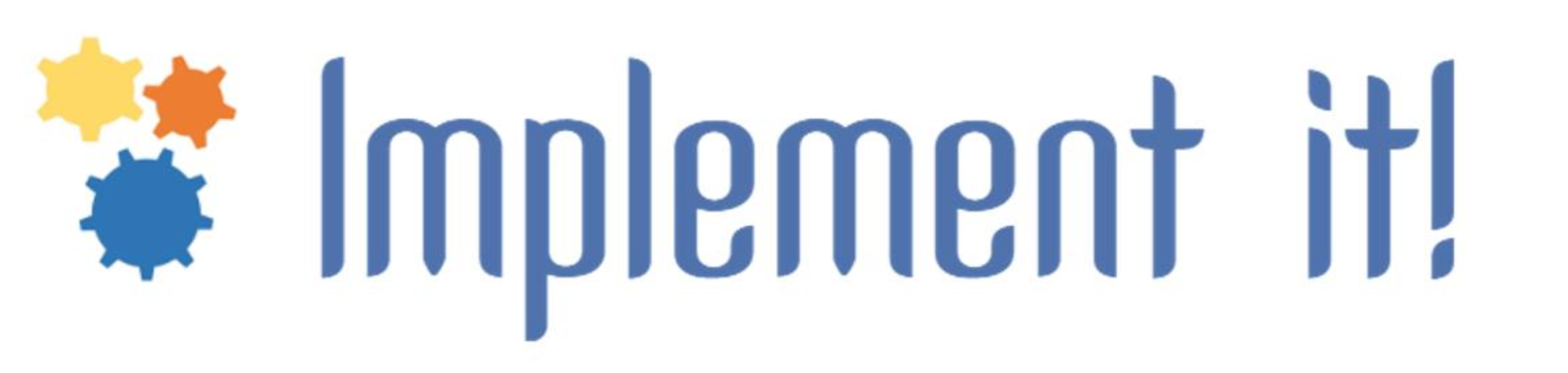 Logo for forskningsprosjektet; tre tannhjul i fargene gul, oransje og blå, og teksten 