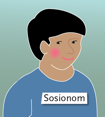 Illustrasjon av melaninrik mannlig sosionom. Grafikk