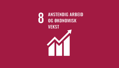 FNs berekraftsmål nummer 8&#58; Anstendig arbeid og økonomisk vekst. Grafikk