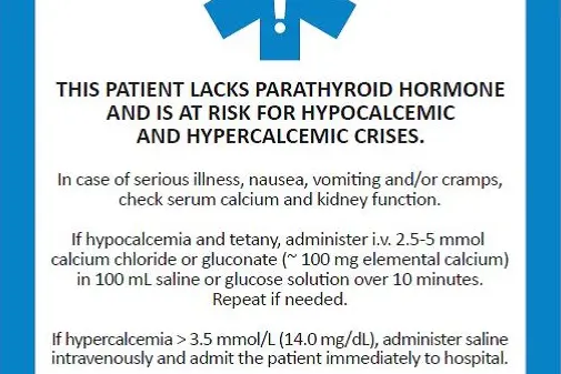 Bilde av informasjonskort for hypoparatyreiodisme