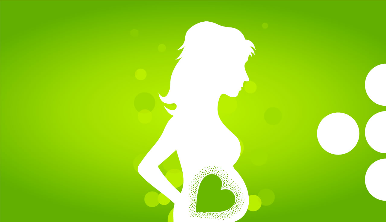 Gravid kvinne i profil. Illustrasjon