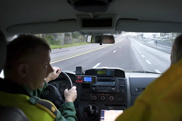 Dashbordet i en ambulanse. Foto.