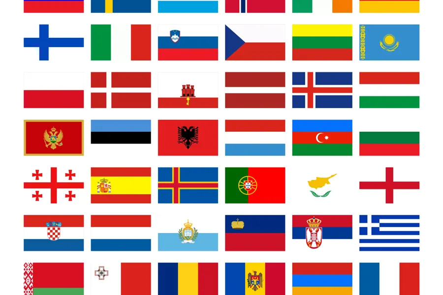 Collage with world flags.