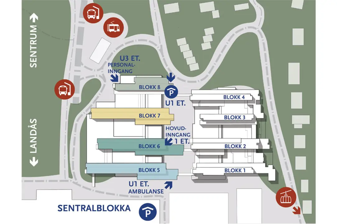 A map on the buildings and blocks in Glasblokkene