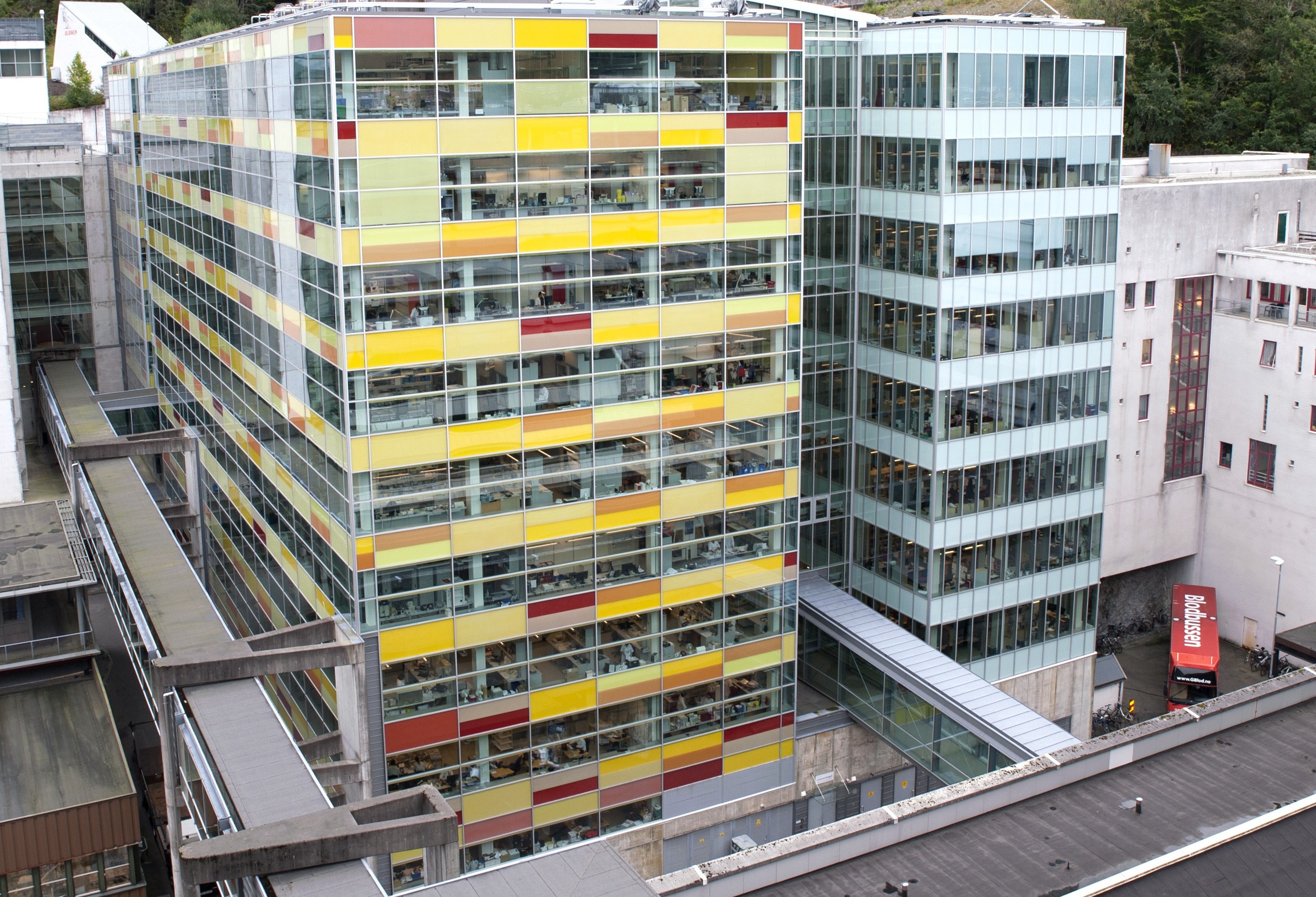 En bygning med mange vinduer