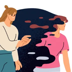 Illustrasjon av to mennesker med en skygge mellom seg