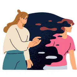 To personer med en svart skygge mellom seg