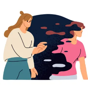 To personer med en svart skygge mellom seg