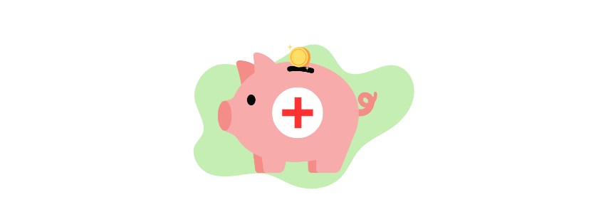 En sparegris med rødt kors